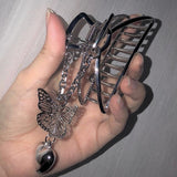 New Korea Vintage Goth Butterfly Love Pendant Hairpin For Women Egirl Party Accessories Jewelry1119