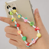 Back To School  Shinus Heishi Disc Beads Crystal Chain For Phone Mobile Phone Lanyard Smile Cell Phone Chains 2021 LOVE Letter String Wristband