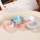 3Pcs Ins Korea Colorful Fashion Y2k Resin Heart Ring Set Acrylic Thick Round Rings For Women Party Wedding Jewelry Ring Set