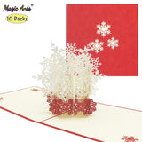 10 Pack 3D Snowflake Pop-Up Cards Xmas Gifts Merry Christmas New Year Holiday Greeting Cards Handmade