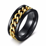 Cifeeo Christmas Gift 8mm Spinner Ring For Men Stainless Steel Cuba Chain Wedding Men's Anti Stress Jewelry