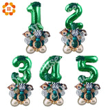 Christmas Gift 35pcs Jungle Safari Party Balloons Set Green Digital Balloon for Kids Birthday Party Decoration Aniaml Forest Party Supplies