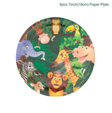 PARTIMATE Disposable Party Tableware Sets Jungle Animals Birthday Party Kids Disposable Plate Table Cloth Children Party Set