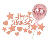 Rose Gold 21st Birthday Party Decoration Happy Birthday Balloons Banner Popcorn Garland for 21 Years Old Party Supplies