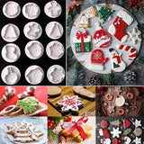 Christmas Gift 4pcs Christmas 3D Cookie Cake Plunger Cutter Baking Mould Cookie Stamp Biscuit DIY Mold Fondant Cake Decorating Tools