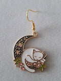 CIFEEO Cat on the Moon Earrings Pet Earrings Animal Earrings Fun Earrings Jewelry
