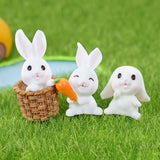 4pcs/set Rabbit Model Cartoon Animal Figurine Dollhouse Miniature Fairy Home Garden Decoration Resin Mold Easter Desktop Craft