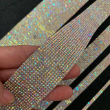 Back To School  AAA Wide Crystal AB clear Shine Rhinestone Trim Sew on rhinestone chain Iron Glue on Hot Fix Tap DIY shoes clothing Decoration1209