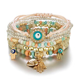 3-4pcs/set Fashion Multilayer Crystal Stone Beads Tassel Charms Bracelets & Bangles Pulseras Mujer Boho Bracelet for Women Gift