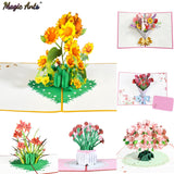 Pop-Up Flower Card Flora 3D Greeting Card for Birthday Mothers Father's Day Graduation Wedding Anniversary Get Well Sympathy