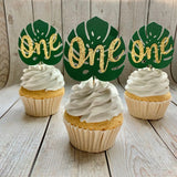 Wild One Kids 1st Birthday Party Palm Leaf One Cake Topper Baby First one year old Birthday party Cake Decor Jungle Safari Party