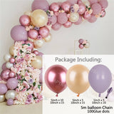 1set Macaron Baby Purple Balloons Set Pink Chrome Gold Garland Arch Kit Wedding Birthday Party Decoration Supplies Baptism Kid