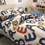 Cifeeo Rainbow Bedding Set Cartoon Printed Bed Linen Sheet Adult Kids Childs 4IN1 3IN1 Bedsheet with Duvet Cover Pillowcase All Season