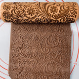 Christmas Rolling Pin With Pattern Reindeer Flower Wooden Baking Cookies Biscuit Fondant Cake Dough Engraved Embossing Roller