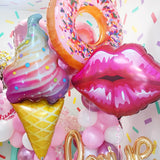 Cifeeo 1set Ice Cream Donut Lip Popcorn Candy Foil Balloons Baby Shower Happy Birthday Party Decoration Balloon Boy Girl Kid Cute Toys