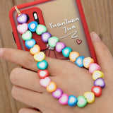 2021 New Colorful Acrylic Pearl Soft Pottery Cartoon Face Fruits Anti-lost Mobile Phone Strap Cord for Women Accessories