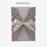 50pcs Glitter Paper Laser Cut Wedding Invitation Card Personalized Greeting Cards With Ribbon Wedding Decor Party Supplies