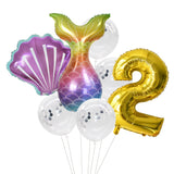 Christmas Gift Little Mermaid Party Balloons 32inch Number Foil Balloon Kids Birthday Party Decoration Supplies Baby Shower Decor Helium Globos