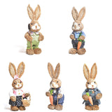 Cifeeo  10 Styles Cute Straw Standing Rabbits Bunny Decorations Easter Party Home Garden Wedding Ornament Easter Theme Party Supplies