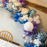 78pcs Blue Purple Arch Garland Set Snowflake Foil Balloons 4D Silver Ball Birthday Wedding Baby Shower Party Decor Globo Supplie