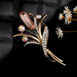 ZOSHI Fashion Jewelry Gold color Brooch Pins Austria Crystals Imitation Pearl Flower Brooch Wedding Accessories Vintage