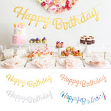 PATIMATE Happy Birthday Banner Birthday Party Decoration Kids 1st Birthday Boy Girl Baby Shower Bunting Fabric Flags Garland