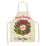 Linen Merry Christmas Apron Christmas Decorations for Home Kitchen Accessories Natal Navidad  New Year Christmas Gifts