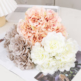 Christmas Gift 5pcs Pink Silk Rose Artificial Flowers Peony Bridal Bouquet for Wedding Home DIY Decoration Cheap Fake Flowers Hydrangea Crafts