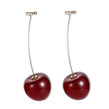 Fashion Cherry Earrings for Women Elegant Dried Flower Resin Cherries Pendant Earrings Wholesale Jewelry