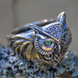 Christmas Gift Retro Green Eye Owl Ring Brass Alloy Classical Ethnic Style Men and Women Ring Fashion Jewelry Gifts
