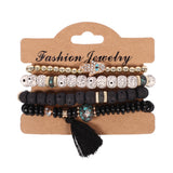 Vintage Ethnic Multilayer Big beads Bracelets Boho Statement Flower Bracelet Bangles For Women Summer Jewelry