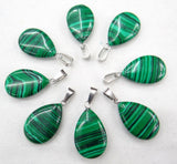 24pcs Natural Pink Quartz Crystal Agates Tiger eye Stone Malachite Water Drop Shape Pendant for DIY Jewelry Making