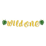 Wild One Kids 1st Birthday Party Palm Leaf One Cake Topper Baby First one year old Birthday party Cake Decor Jungle Safari Party