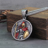 Christmas Gift Vintage Ancient Greek Warrior Spartan Shield Pendant Necklace Punk Men's 316L Stainless Steel Party Necklace Biker Jewelry Gift
