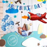 12 Inch Kids Birthday Party Supplies Air Ball Blue White Cloud Balloon And Boy Airplane Toy Birthday Decoration Hawaiian Theme