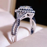 Cifeeo Elegant Silver Color Heart Shaped White Zircon Crystal Women's Ring Classic Fashion Women Bridal Wedding Engagement Ring Jewelry