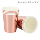 WEIGAO Rose Gold Birthday Party Cup Plates Rose Gold Party Disposable Tableware Sets Bachelorette Party Decor Bridal Shower Cups