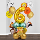 26pcs Jungle Party Decoration Animal Balloons Set Metal Latex Balloon Gold Number Globos Kids Birthday Balloons