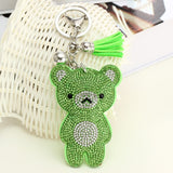 Heart Keychain Leather Tassel Key Holder Metal Crystal Key Chain Keyring Charm Auto Pendant Gift