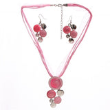 Fashion New Jewelry Sets Green Rope Chain Round Beads Pendant Necklace Drop Earring High Quality Bridal Wedding Summer Jewelry