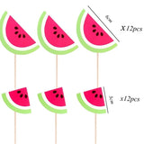 1Set Fruits Theme Watermelon Cake Topper/Banner/Balloons Summer Pool Party Wedding Birthday Decoration Baby Shower DIY Supplies