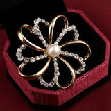 ZOSHI Fashion Jewelry Gold color Brooch Pins Austria Crystals Imitation Pearl Flower Brooch Wedding Accessories Vintage