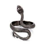 Snake Rings Black Silver Color Metal Punk Open Adjustable Design Animal Exaggerated Finger Ring for Women Men Party Jewelry Gift