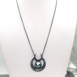 Punk Gothic Witch Black Moon Necklace Triple Moon Goddess Blue Stone Necklace Women Black Moon Necklaces Pendants Jewelry Gift