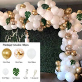 98Pcs White Balloon Garland Arch Kit Gold Confetti Latex Balloons for Wedding Kids Jungle Birthday Party Decorations Baby Shower