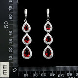 Cifeeo  Bridal Long Earrings Red Cubic White Water Drop Earrings For Women