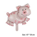 1Set Farm Animal Cake Topper Toppers Cow Pig Banner Horse Lion Pet Walking Balloons Kids Gift Birthday Party Decoration Supplies