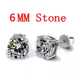 Christmas Gift With Certificate 100% Original Alloy Stud Earrings Natural 6/8mm Gemstone Zirconia  Earrings For Women