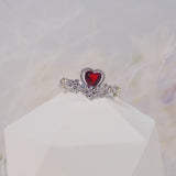 Romantic Arrow of Love Double Finger Ring for Femme Free Size Exquisite Heart Crystal CZ Bague Wedding Jewelry