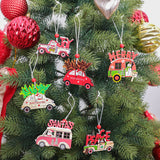 Christmas Gift 3pcs/set Christmas Car Wooden Pendants Xmas Tree Hanging Ornaments DIY Wood Crafts Kids Gift Noel Decoration Home Accessories